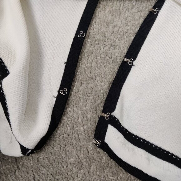 Moffi International Womens Cardigan Size L White Black Beaded Casual - Picture 5 of 5